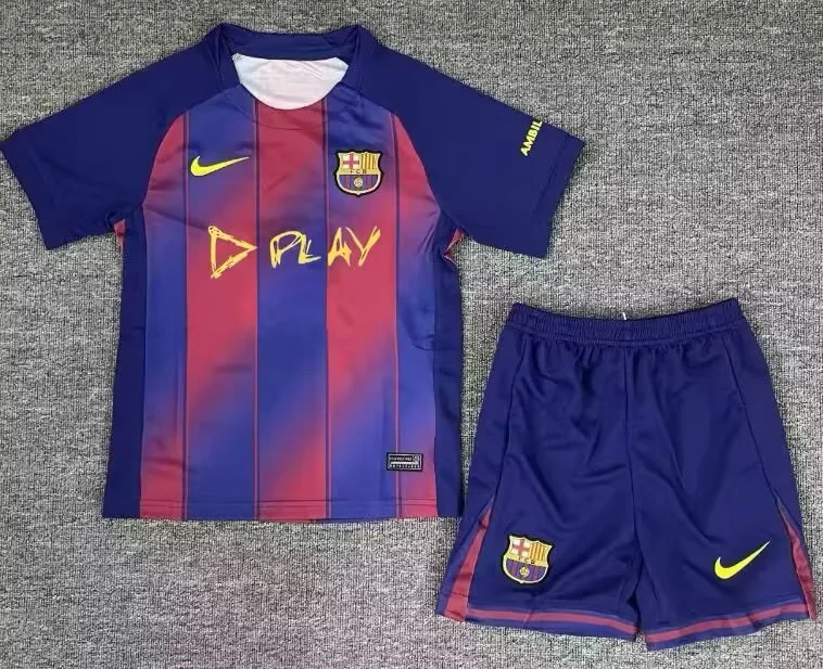 2025/2026 Barcelona Home Derby Special Edition Football Jersey AAA fan-grade Kids Size