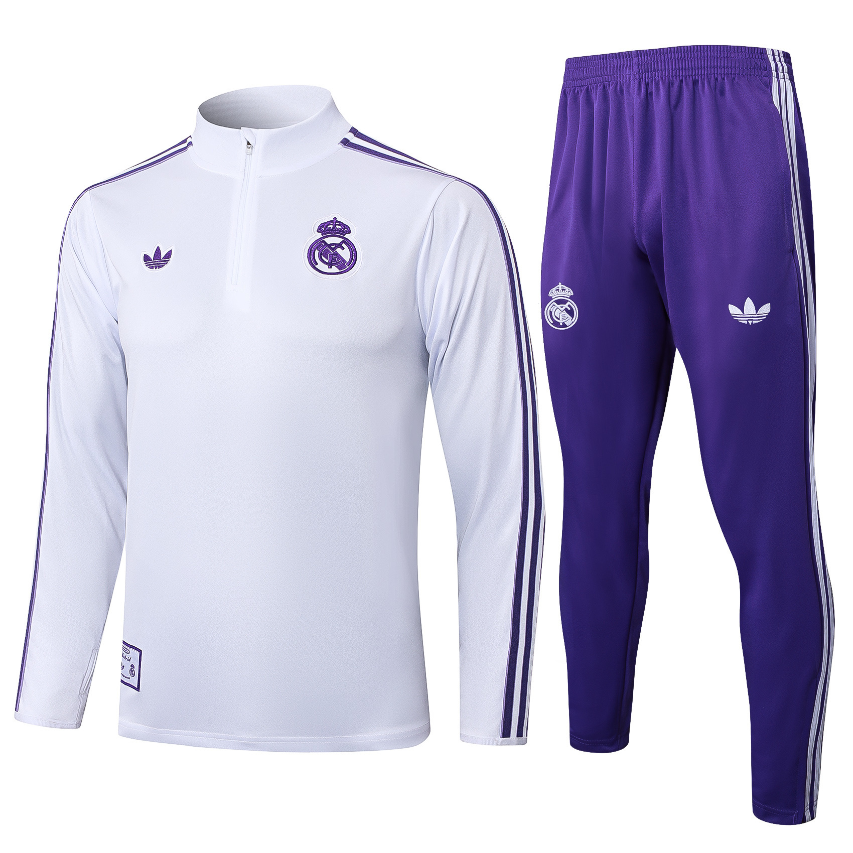 2025-2026 Real Madrid Retro White Half-Pull Training Suit Football Shirt AAA fan-grade Set 02