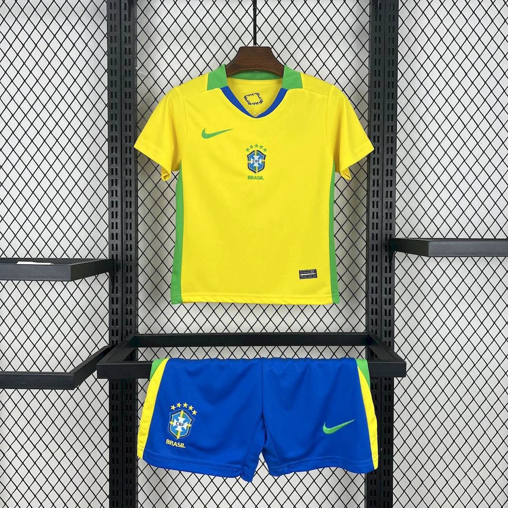 2025 Brazil Home Football Shirt AAA fan-grade Kids Size