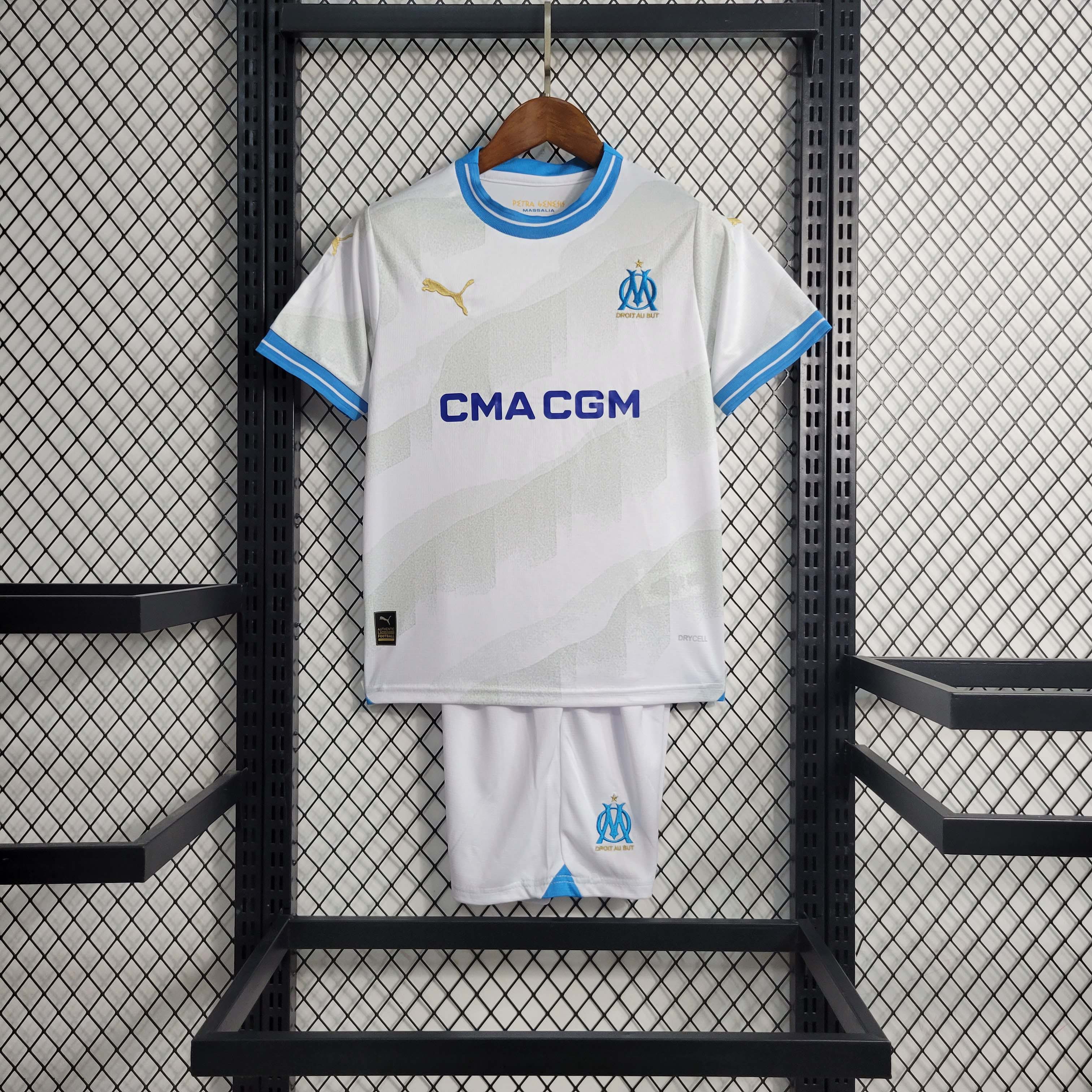 2023/2024 Olympique de Marseille Home Football Shirt AAA fan-grade Kids Size