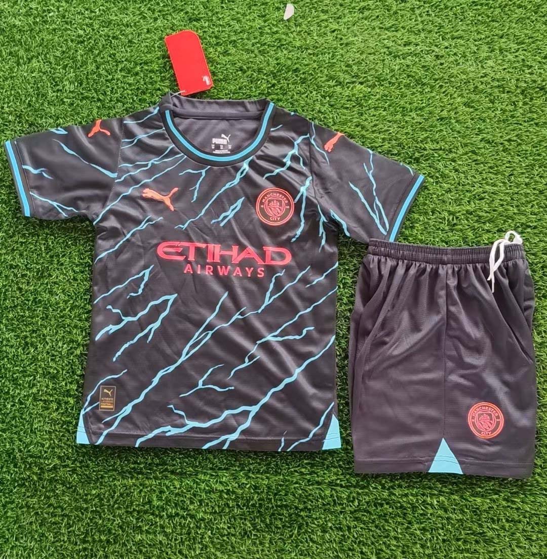 2023/2024 Manchester City Third Away Football Shirt AAA fan-grade Kids Size