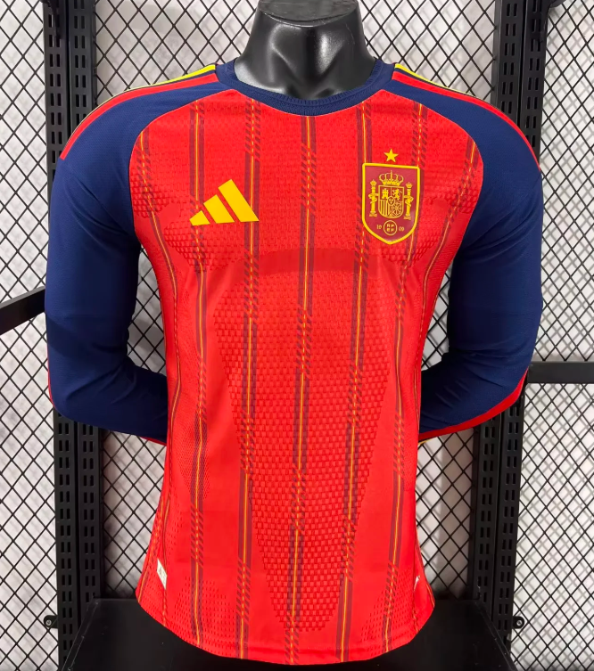 2026 Long Sleeve Player Version Spain Home Football Jersey AAA fan-grade
