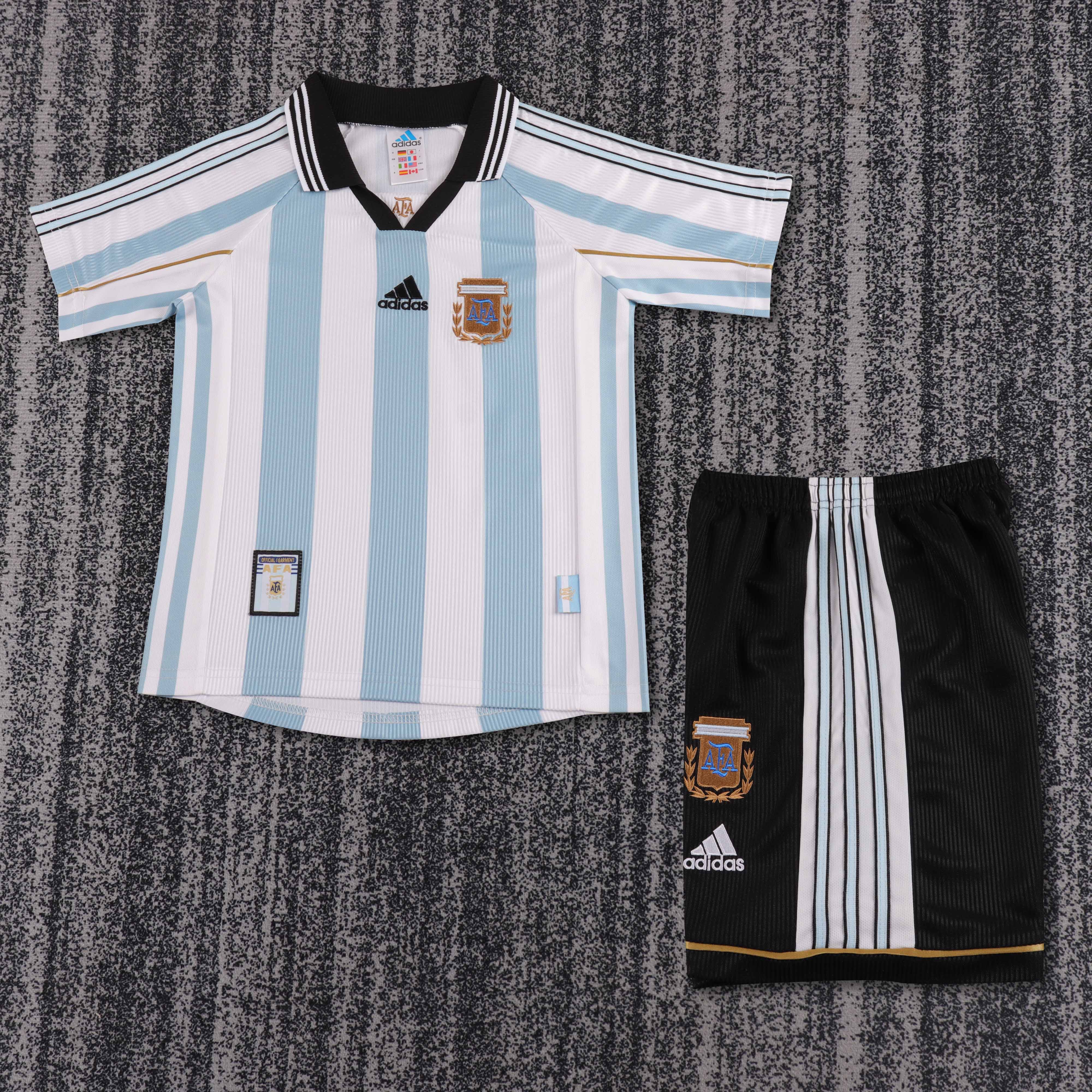 1998 Retro Argentina National Team Home Jersey AAA fan-grade Kids Size