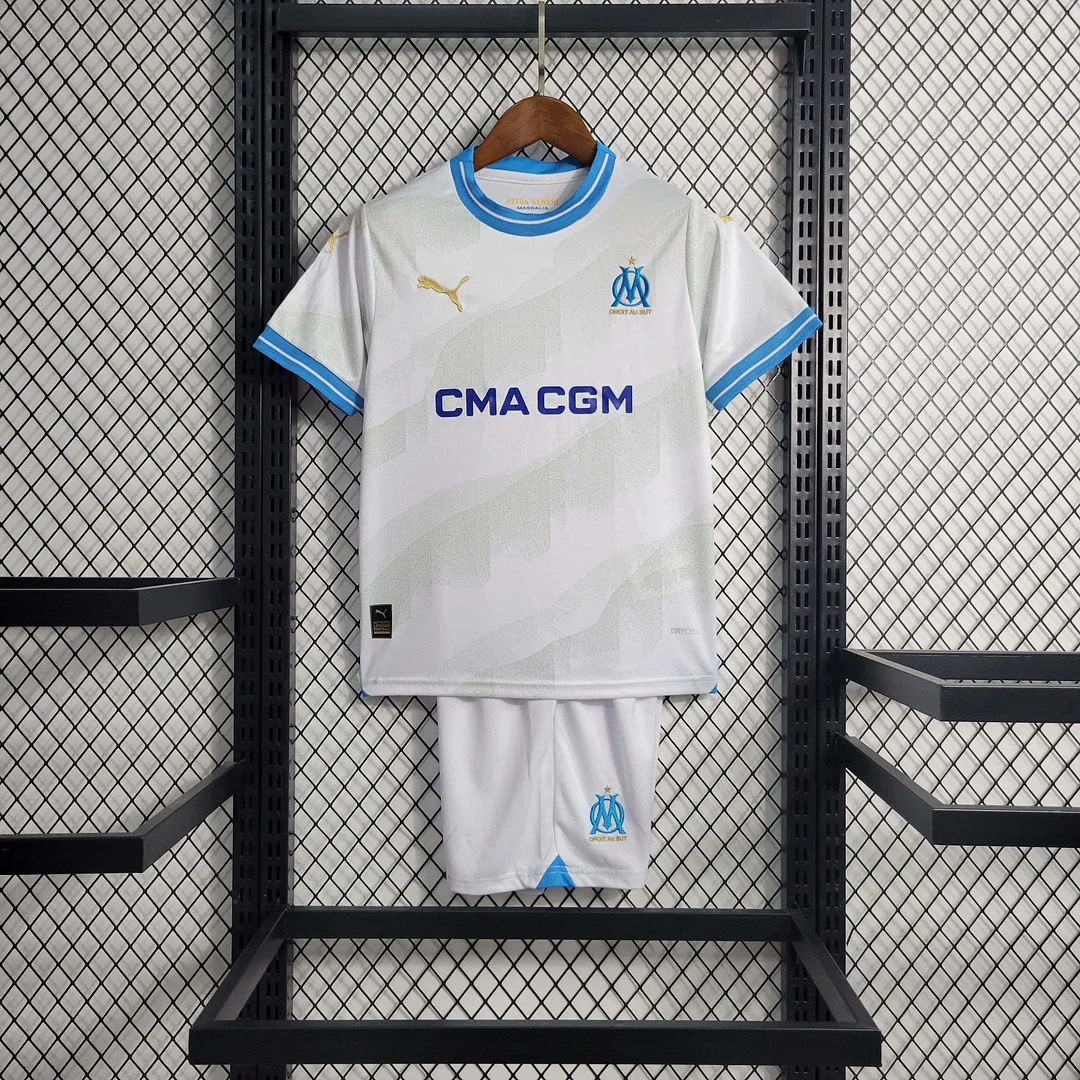 2023/2024 Olympique de Marseille Home Football Shirt AAA fan-grade Kids Size