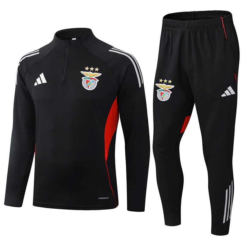 2025/2026 Benfica Conjunto de Entrenamiento Media Cremallera Negro Camiseta de Fútbol Calidad Tailandesa Set