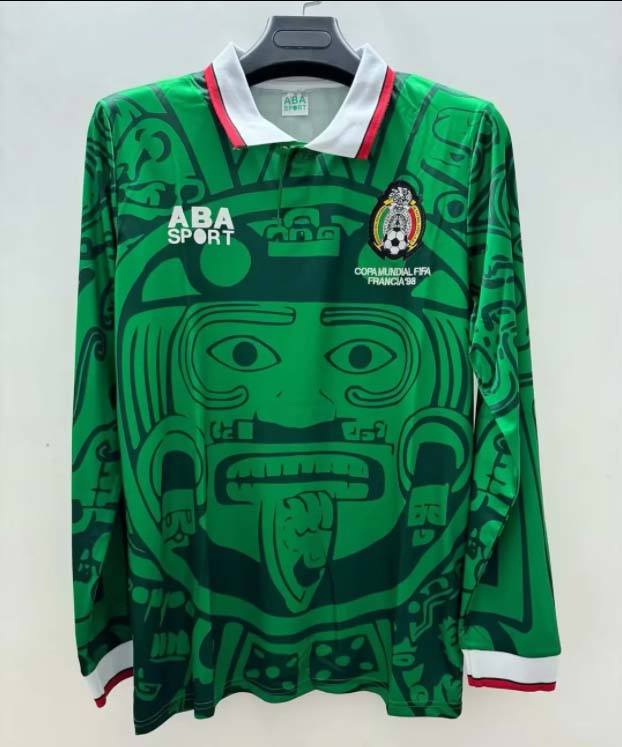 1998 Retro Long Sleeve Mexico Home Football Shirt AAA fan-grade