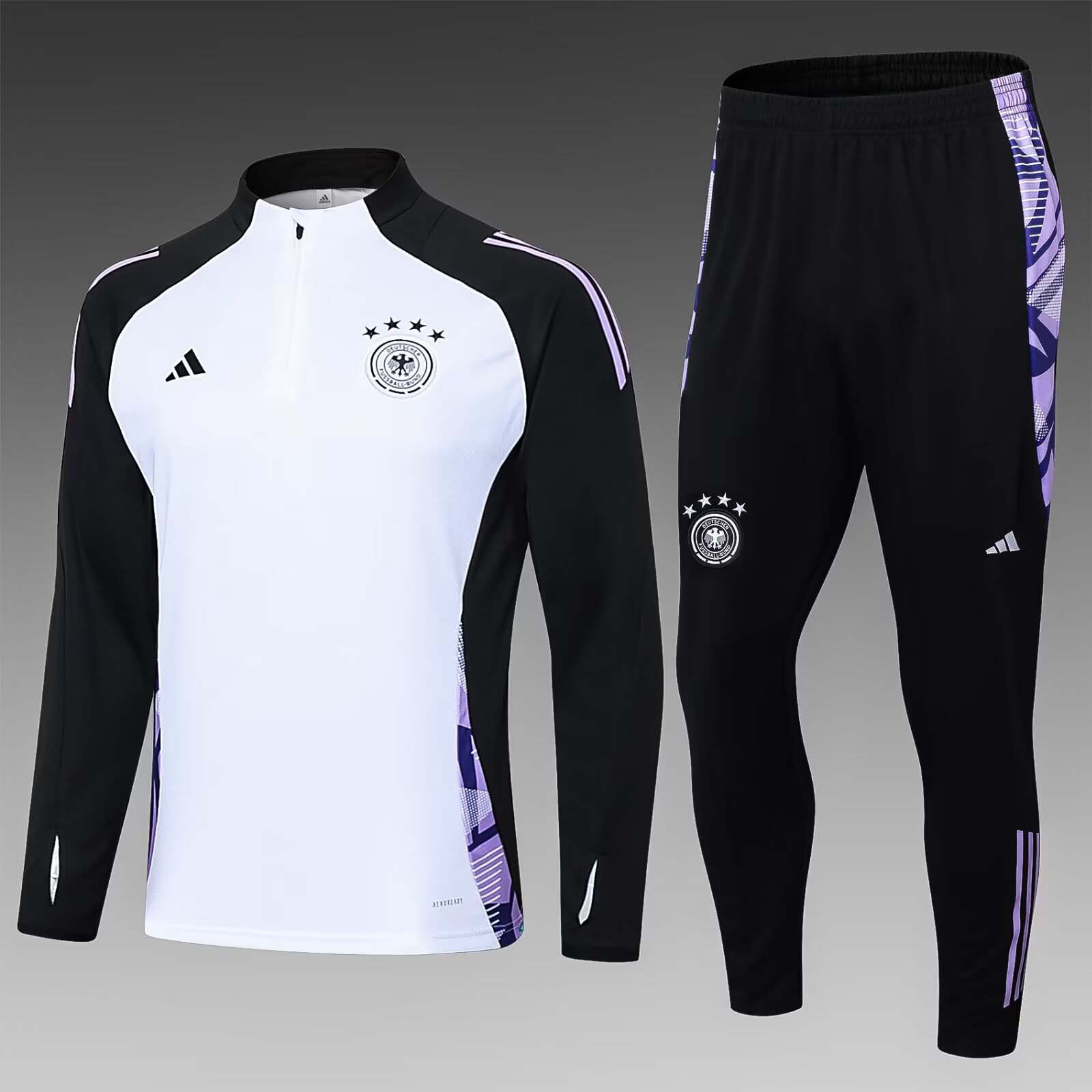 Ensemble de survêtement demi-traction Allemagne 2024-2025 Blanc Maillot