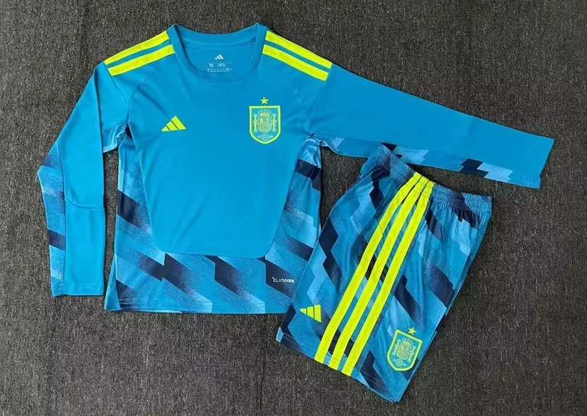 2026 Langarm Spanien Nationalmannschaft Torwart-Fußballtrikot AAA Fan-Qualität Kindergröße