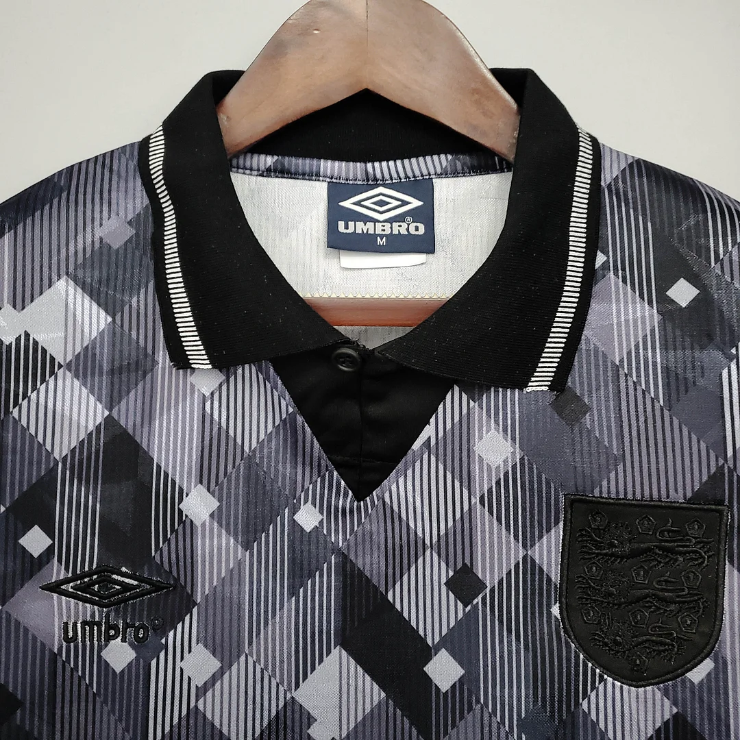 1990 Retro England Blackout Special Edition Black Soccer Jersey — view 3