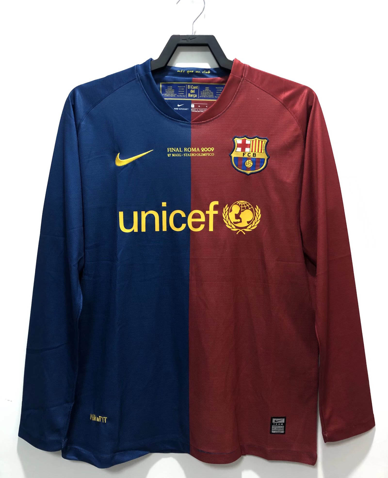 2008/2009 Retro Langarm Barcelona Fußballtrikot Heim Champions League Thai-Qualität
