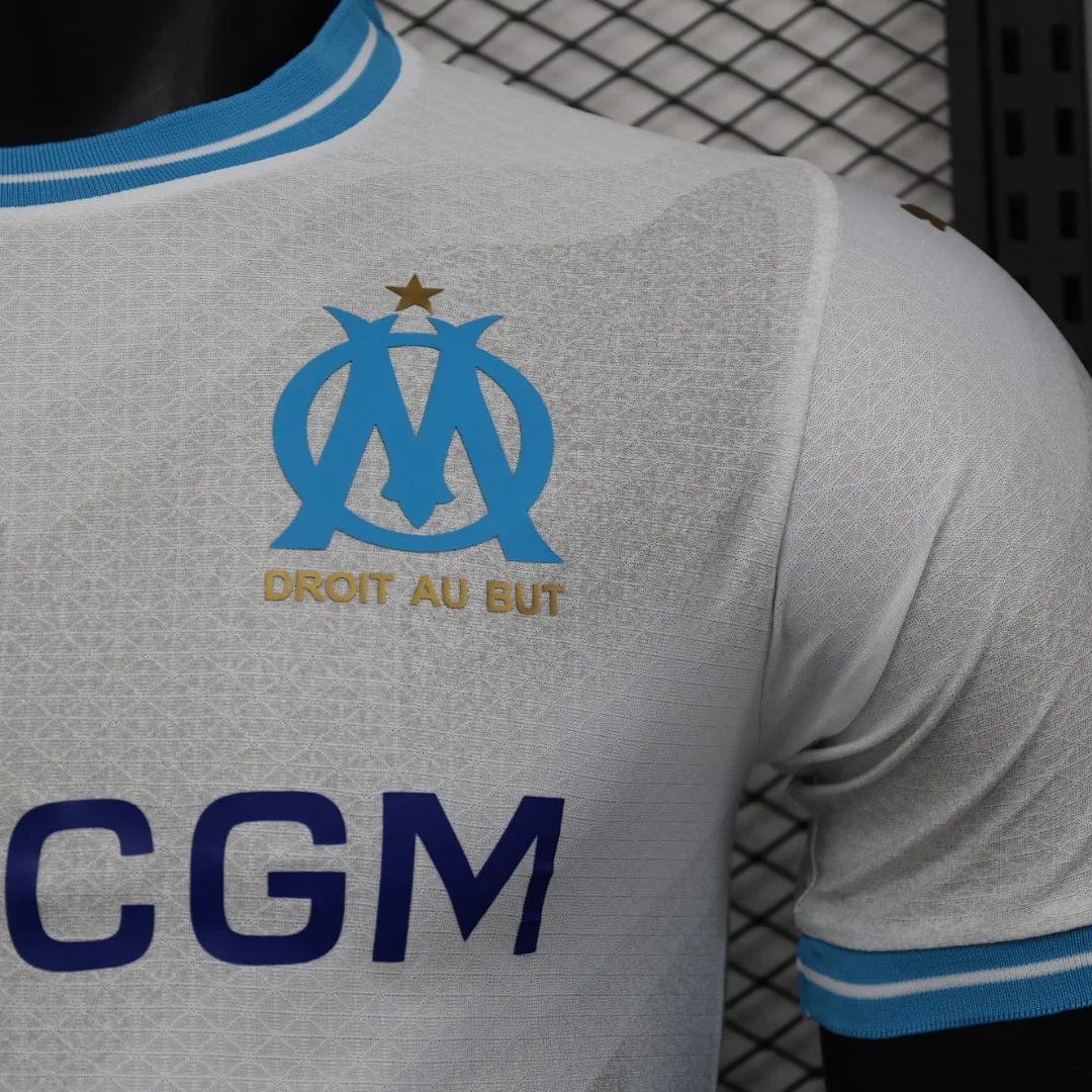 2023/2024 Player Version Olympique de Marseille Home Football Jersey — view 3