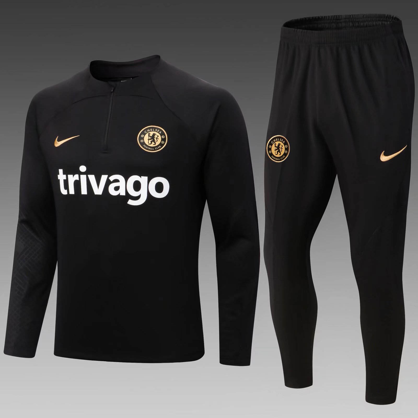 2022/2023 Chelsea Half-Pull Training Suit Black Football Shirt AAA fan-grade Set