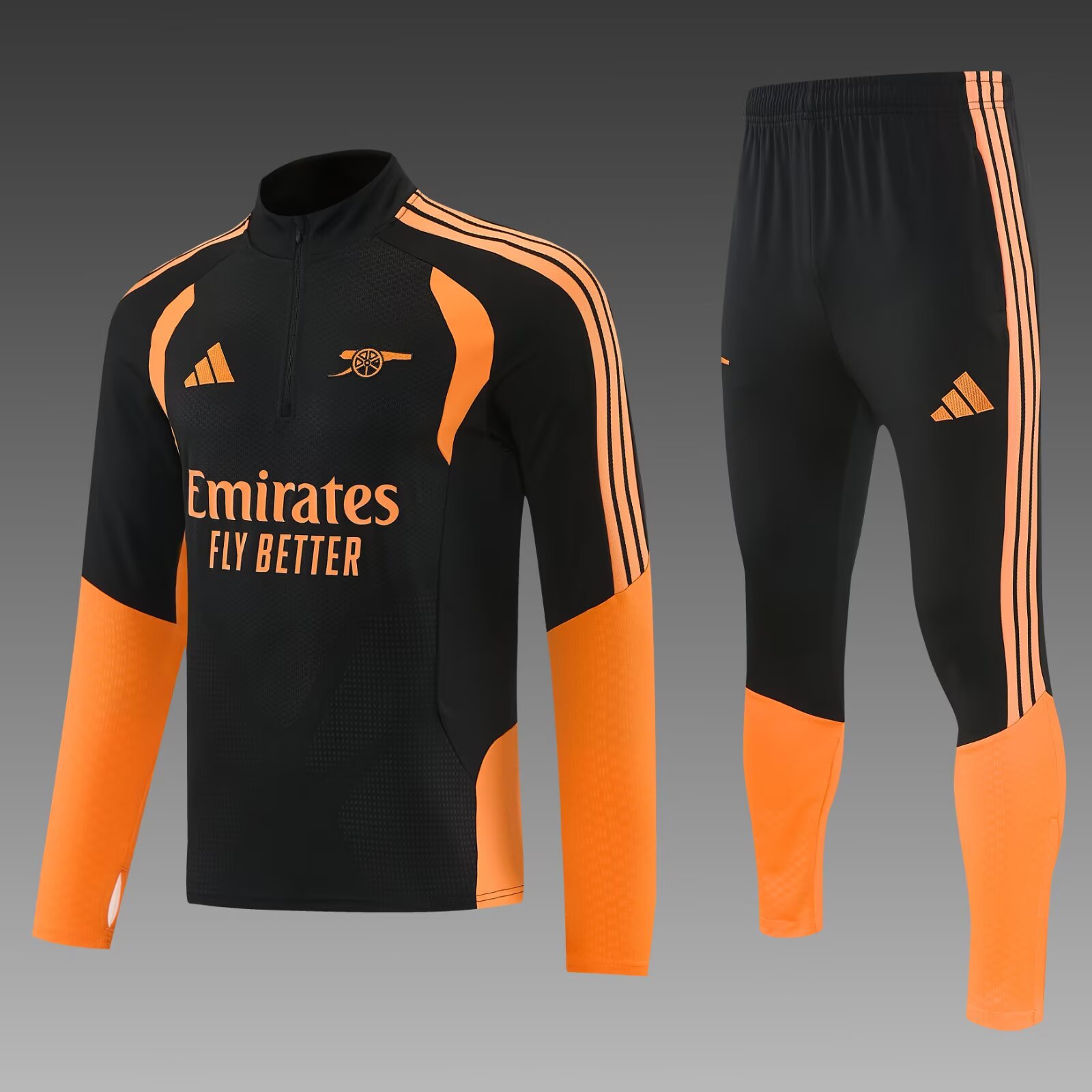 2026/2027 Arsenal Half-Pull Training Suit Orange Black Football Jersey 1:1 Thai Quality