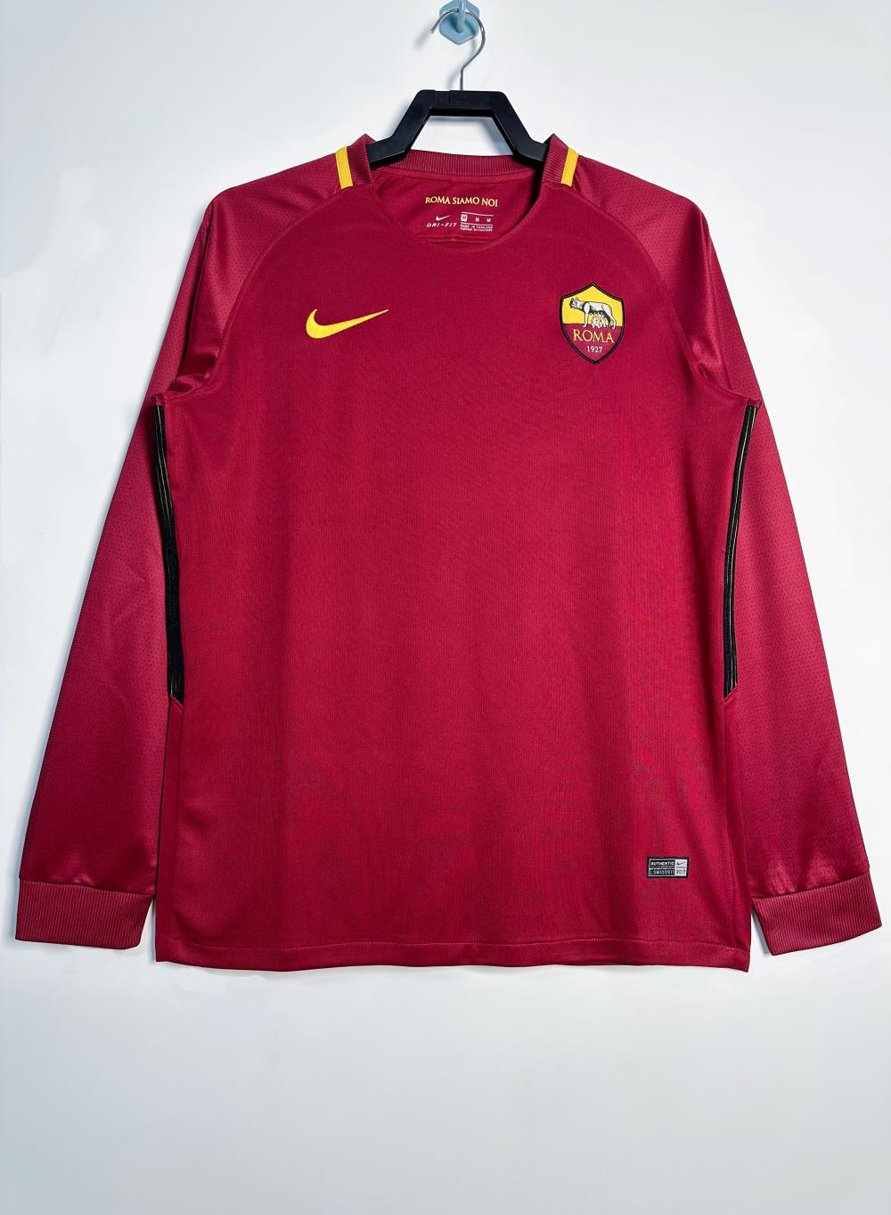 2017-2018 Retro Long Sleeve Roma Home Soccer Jersey AAA fan-grade