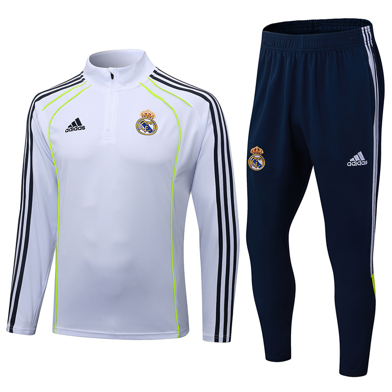 2025-2026 Real Madrid Retro White Half-Pull Training Suit Football Shirt AAA fan-grade Set