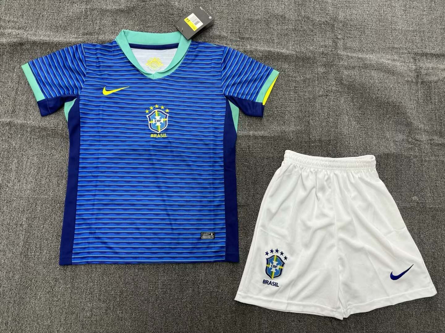 2024 Brazil Away Football Shirt AAA fan-grade Kids Size