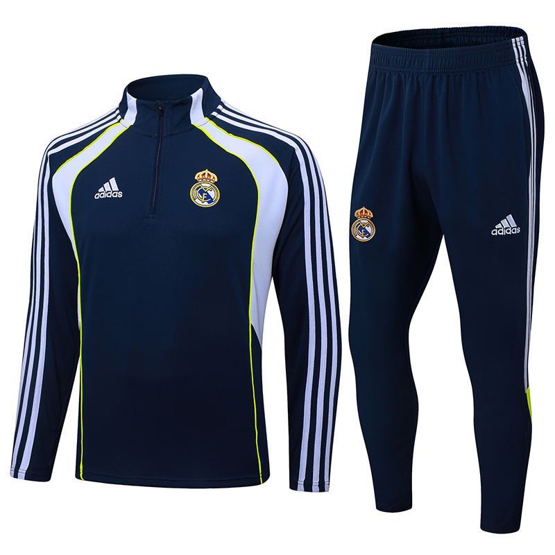 2025-2026 Real Madrid Retro Royal blue Half-Pull Training Suit Football Shirt AAA fan-grade Set
