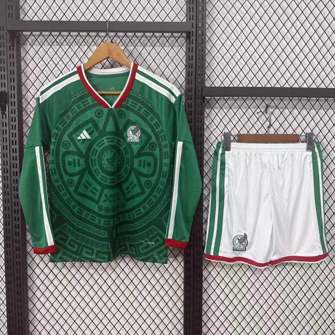 2026 Long Sleeves Mexico National Team Home Football Shirt AAA fan-grade Kids Size
