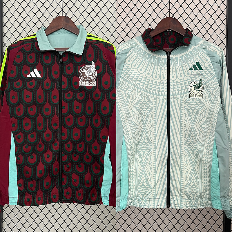 2024 Mexiko Wendbare Windjacke (rot-grün) Fußballtrikot AAA fan-gradät