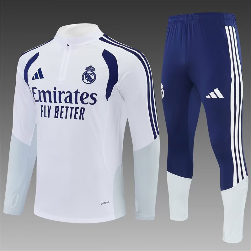 2026/2027 Real Madrid Half-Pull Training Suit White Football Jersey 1:1 Thai Quality