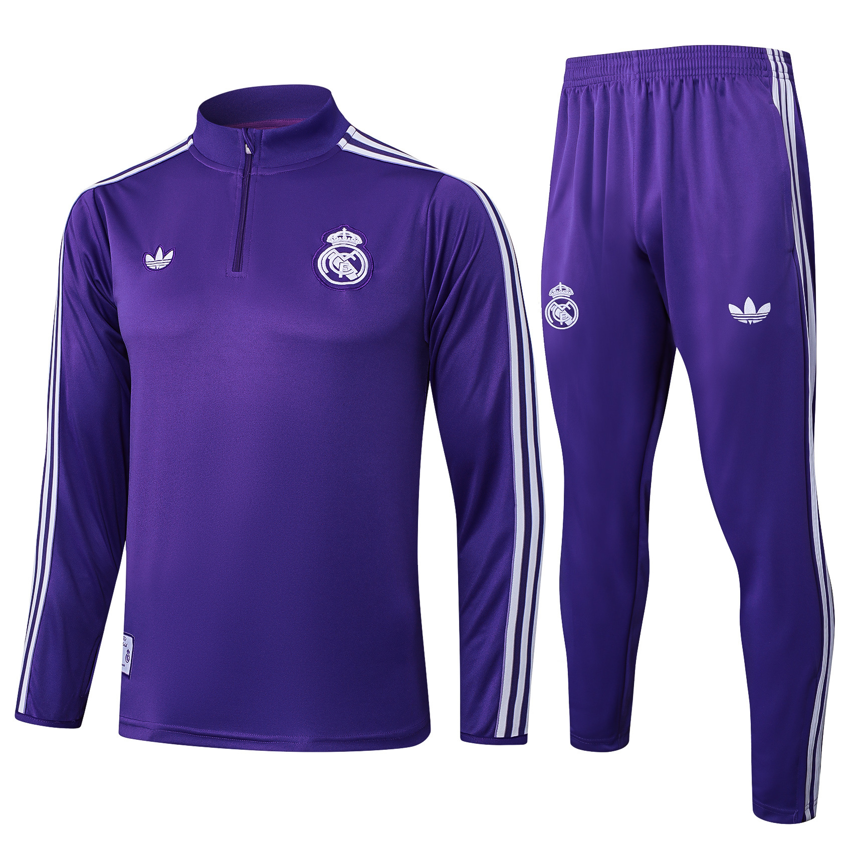 2025/2026 Real Madrid Purple Retro Edition Half-Pull Training Suit Football Shirt AAA fan-grade Set