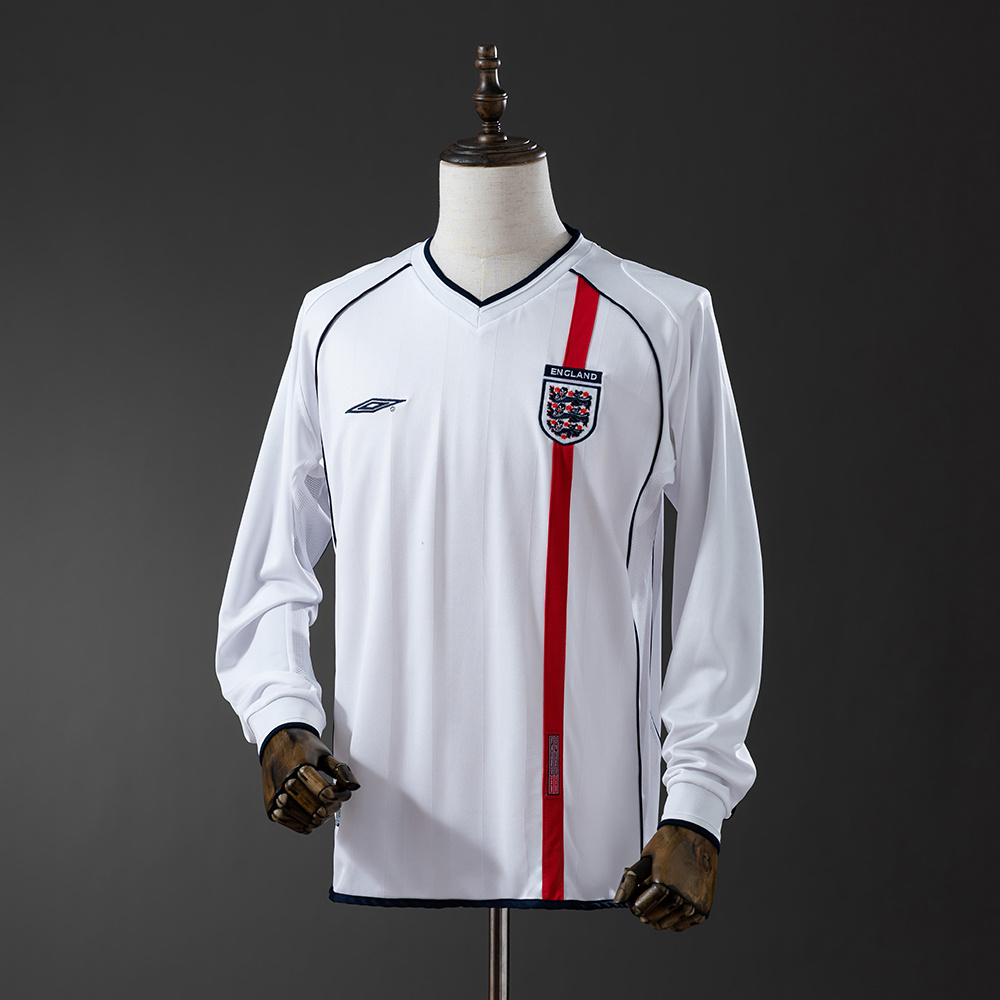 2002 Retro England Home Long Sleeve Jersey AAA fan-grade