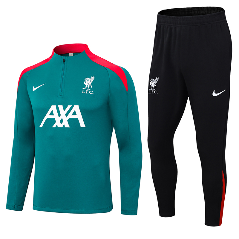 2024-2025 Liverpool Half-Pull Training Suit Green Jersey AAA fan-grade Set