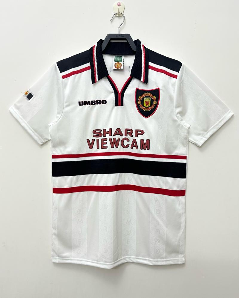 1998/1999 Retro Manchester United Away White Football Shirt AAA fan-grade