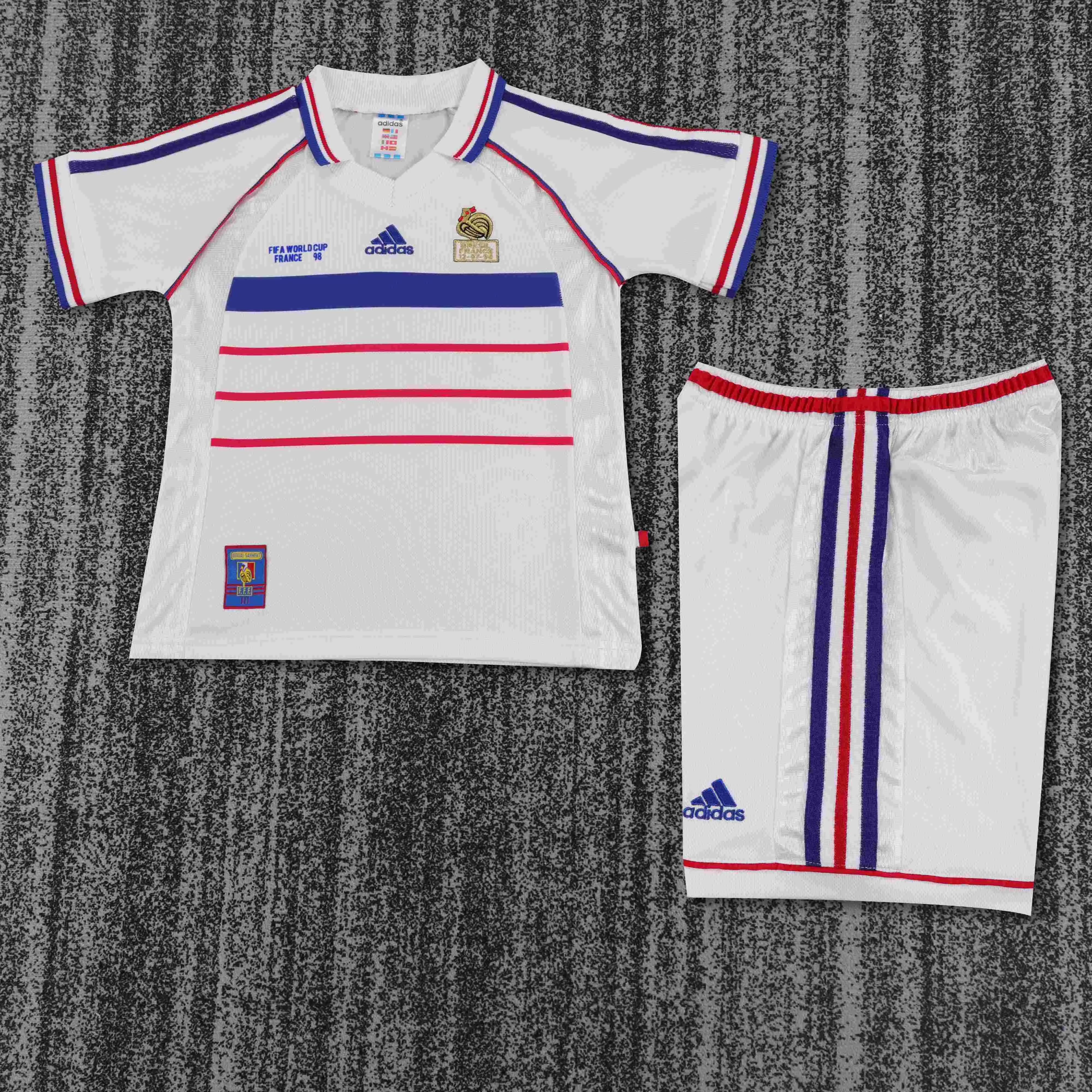 1998 Retro France Away Football Shirt 1:1 Thai Quality Kids Size