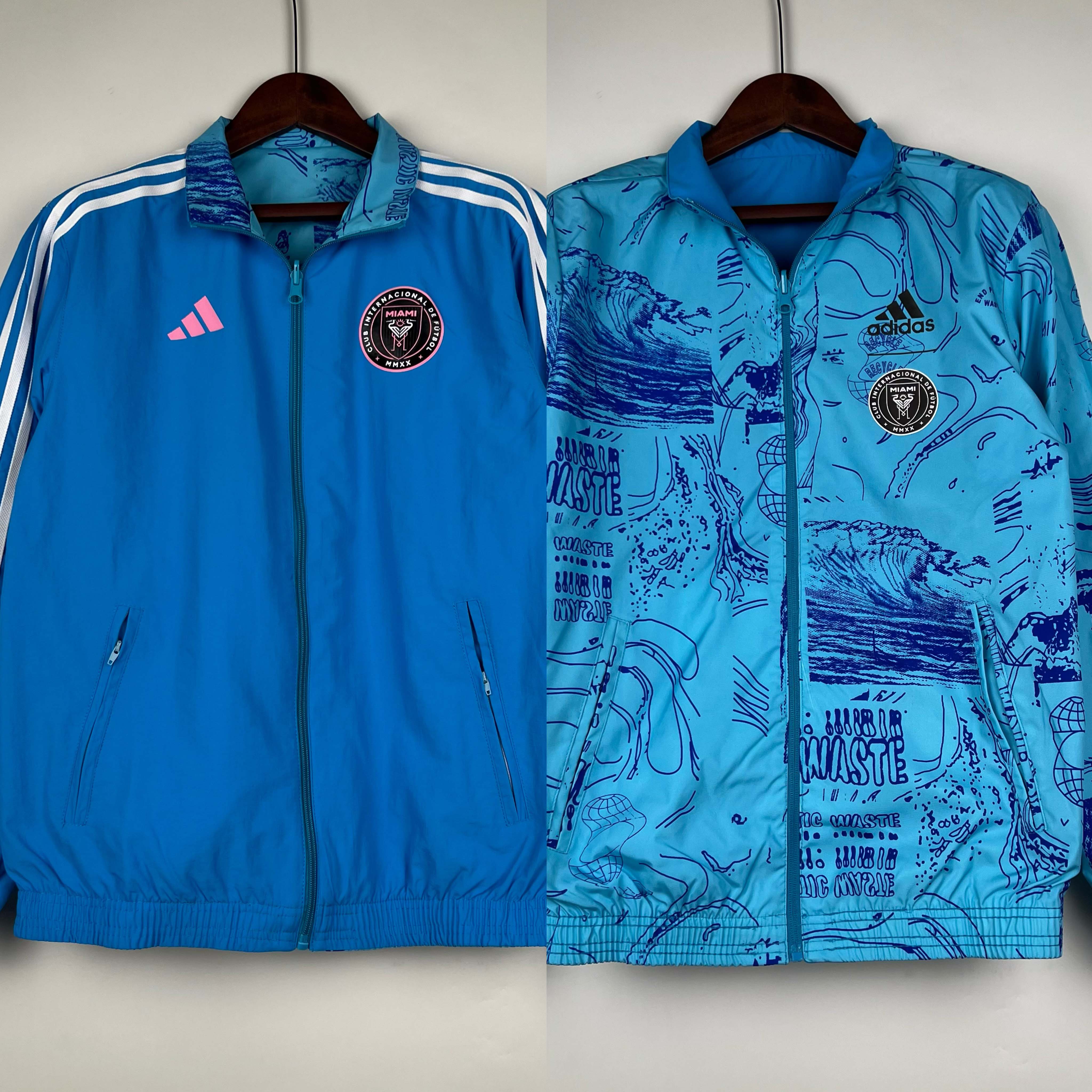2023/2024 Inter Miami Reversible Windbreaker Blau Fußballtrikot AAA fan-gradät