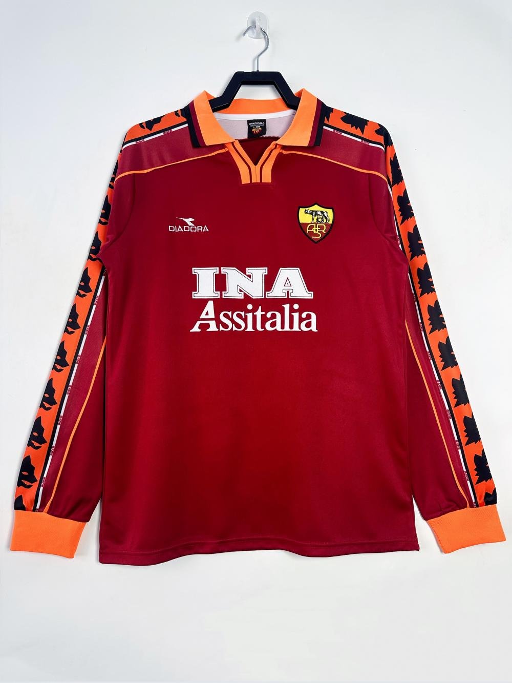 1998-1999 Retro Long Sleeve Roma Home Soccer Jersey AAA fan-grade