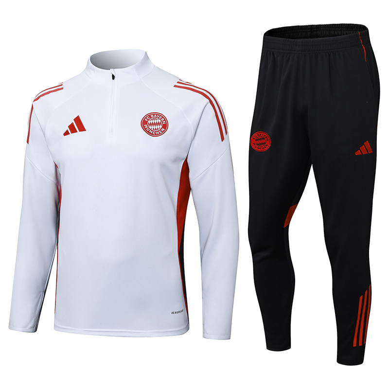 2025/2026 Bayern Munich Half-Pull Training Suit White Football Shirt AAA fan-grade Set