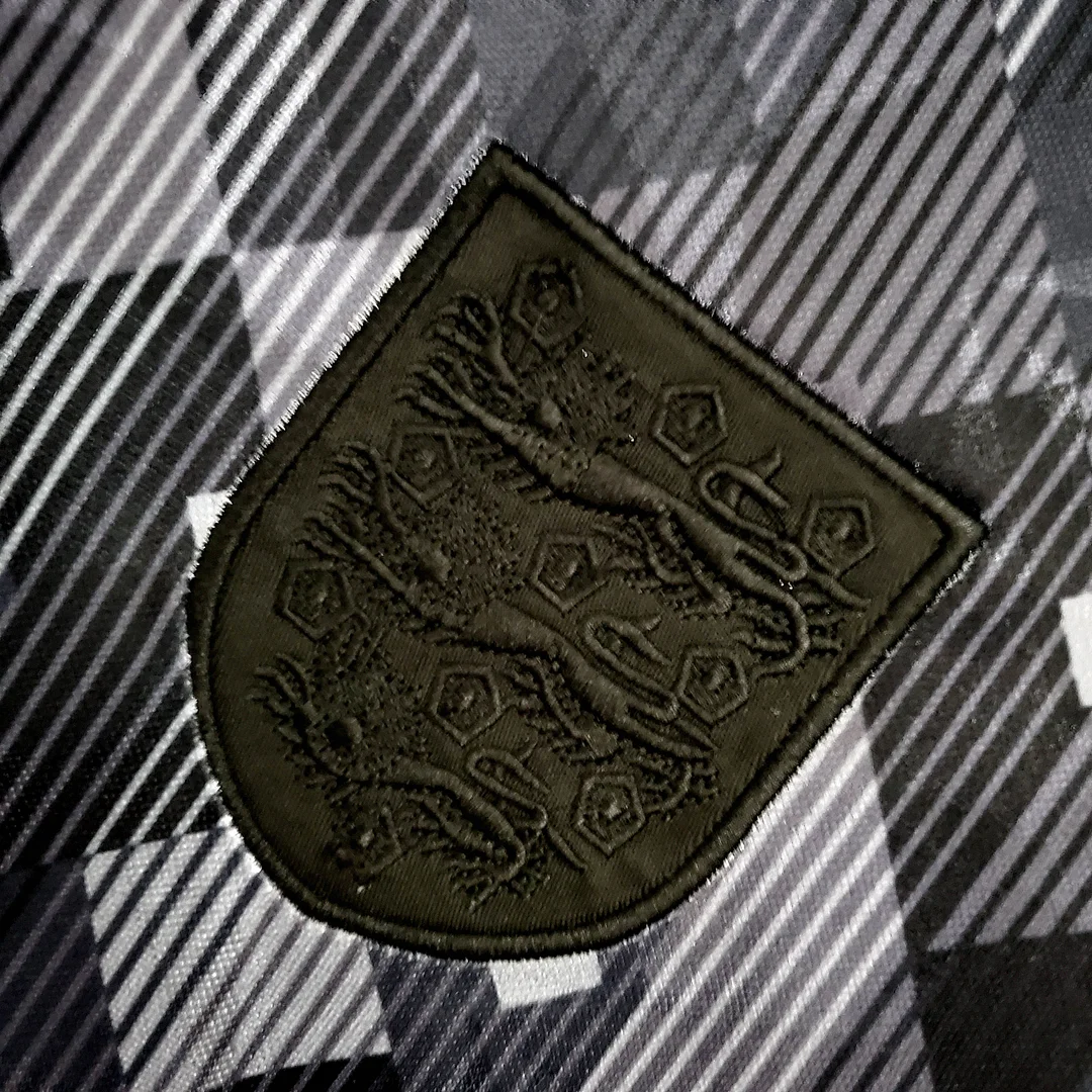 1990 Retro England Blackout Special Edition Black Soccer Jersey — view 5