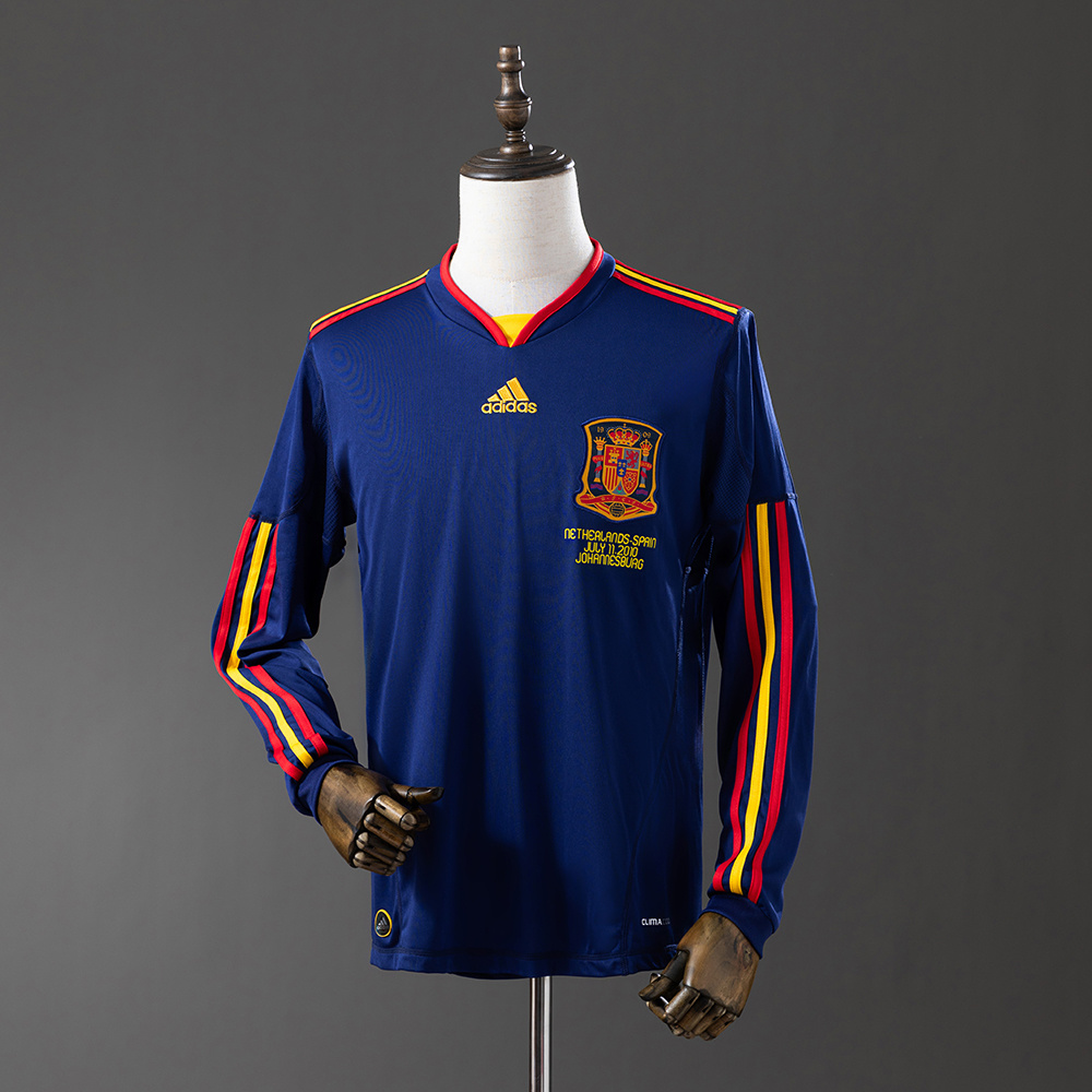 2010 Retro Spanien Auswärts Langarmtrikot AAA Fan-Qualität
