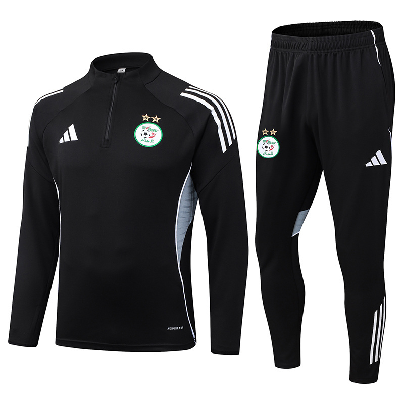 2025/2026 Algeria National Team Half-Pull Training Suit Black Shirt AAA fan-grade Set