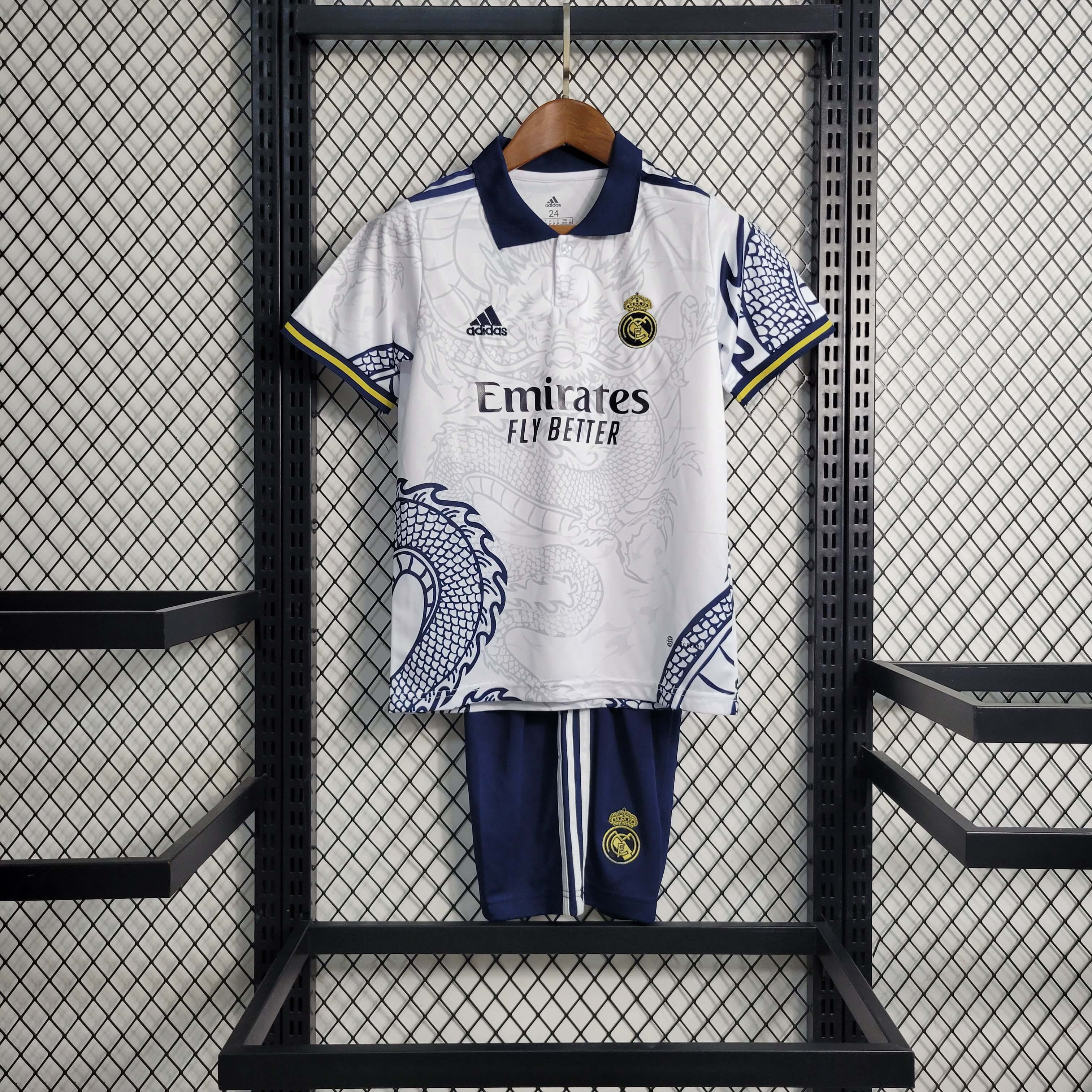 2022/2023 Real Madrid Chinese Dragon Football Shirt White Kids Size