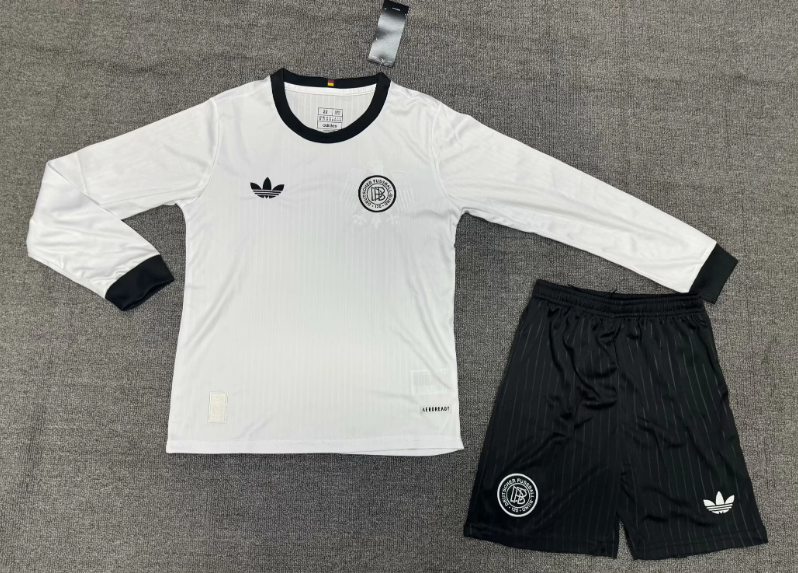 2025/2026 Allemagne Édition 125e Anniversaire Maillot de Football Blanc Manches Longues Qualité Thaï Taille Enfant