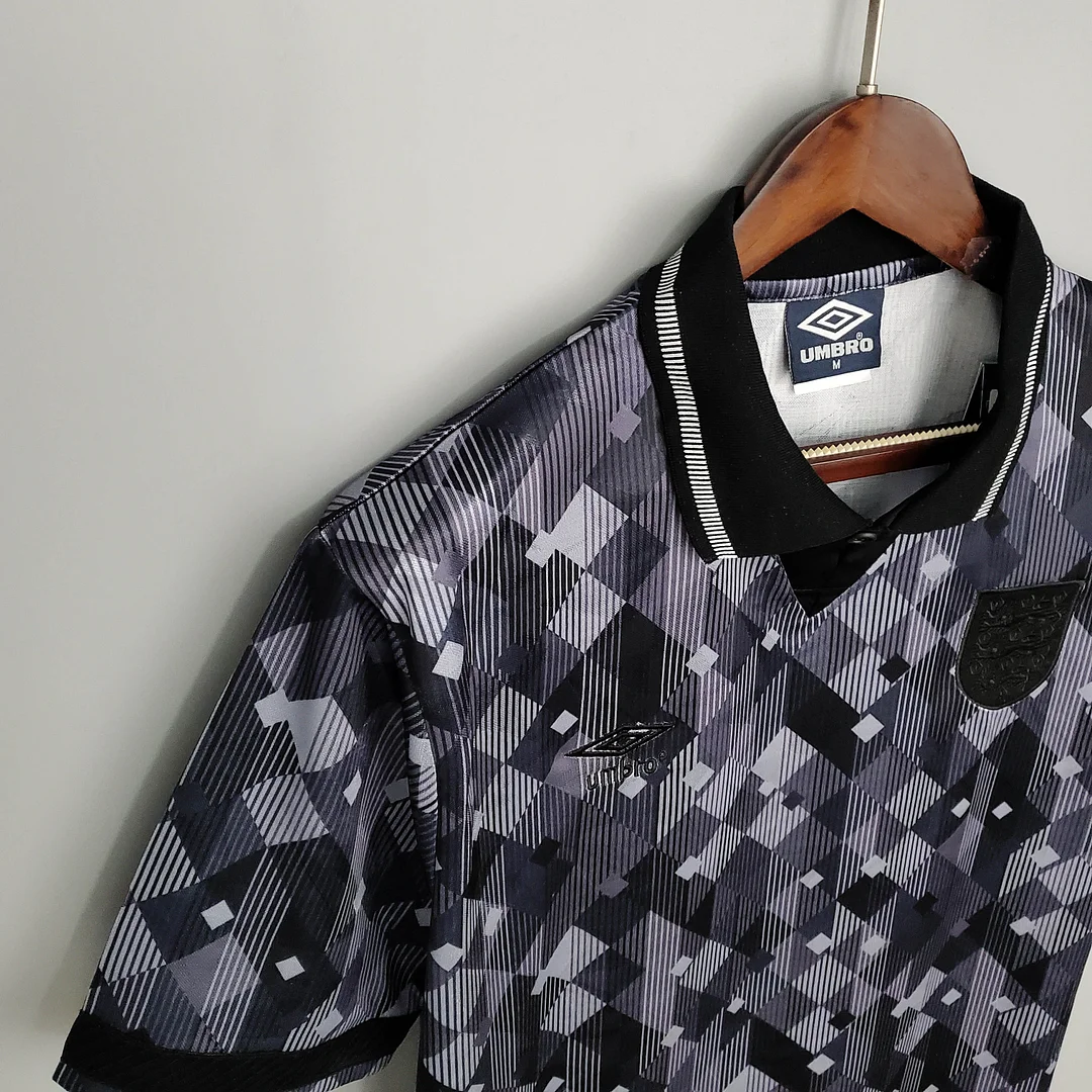 1990 Retro England Blackout Special Edition Black Soccer Jersey — view 6