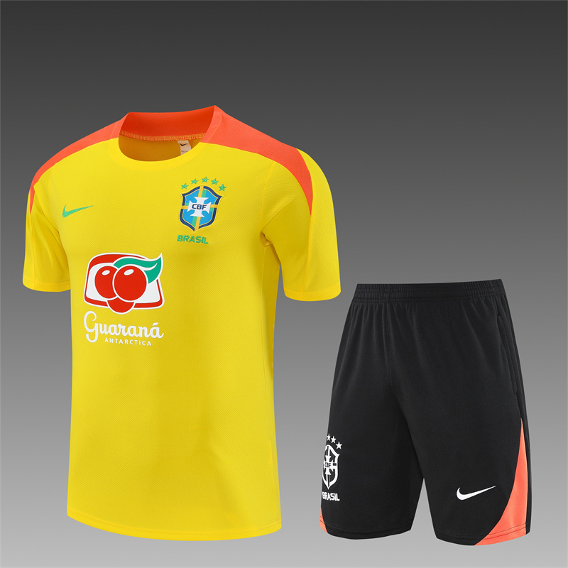 2026 Brésil Entraînement Maillot Football Jaune AAA Qualité Fan