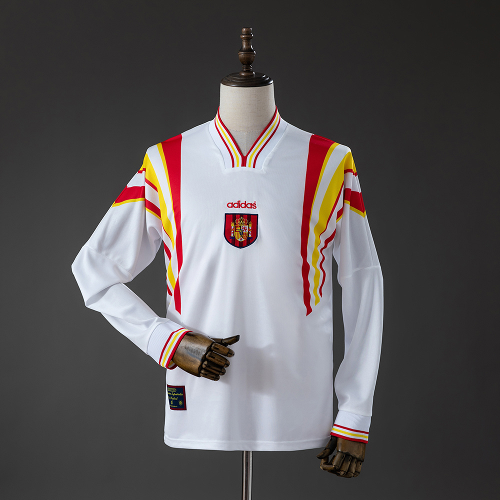 1996 Retro Spanien Auswärts-Langarmtrikot AAA Fan-Qualität