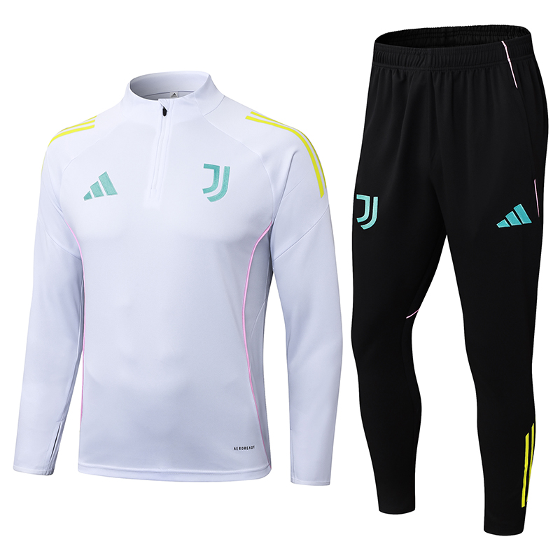 2025/2026 Juventus Half-Pull Training Suit White Football Shirt AAA fan-grade Set