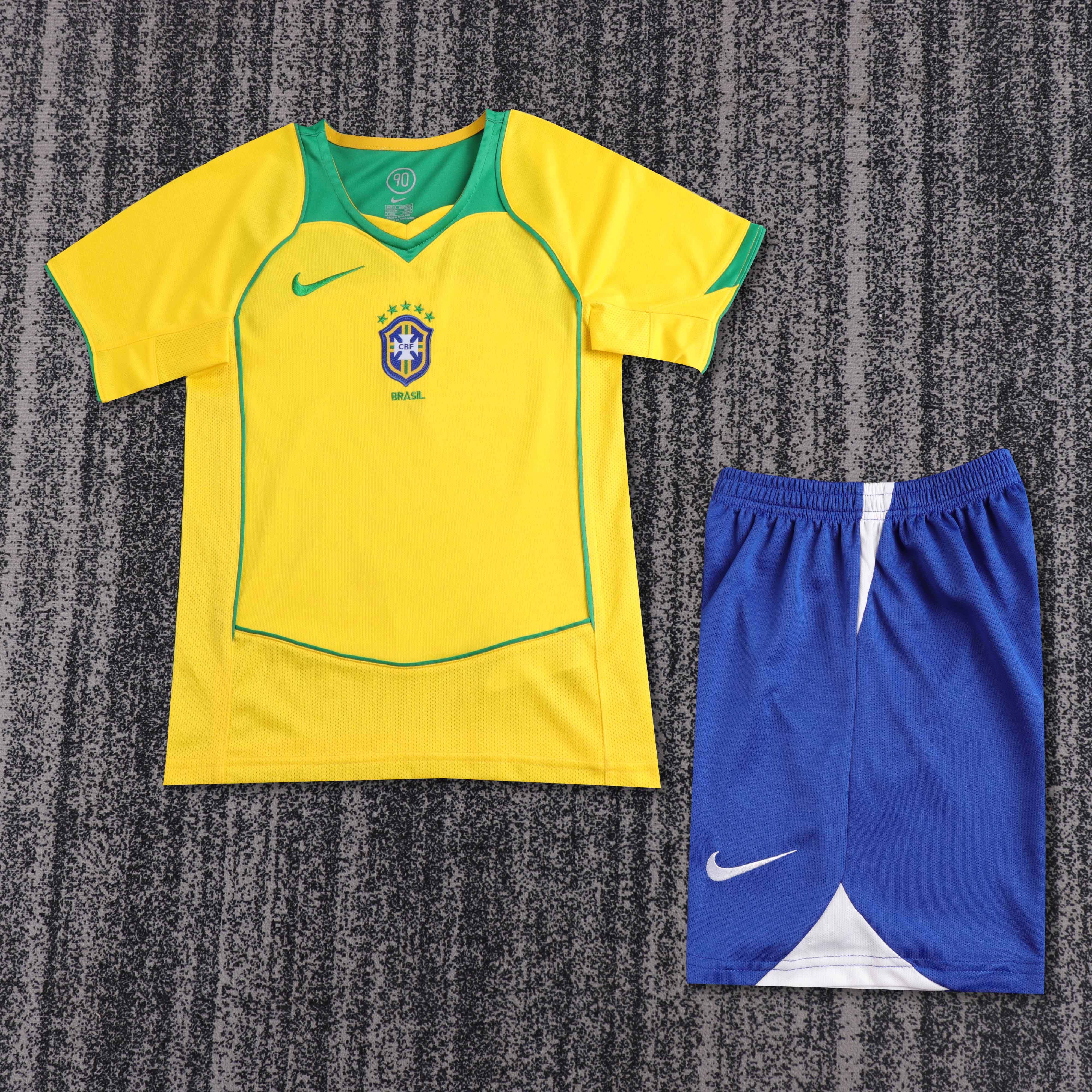 2004 Retro Brazil Home Football Shirt 1:1 Thai Quality Kids Size