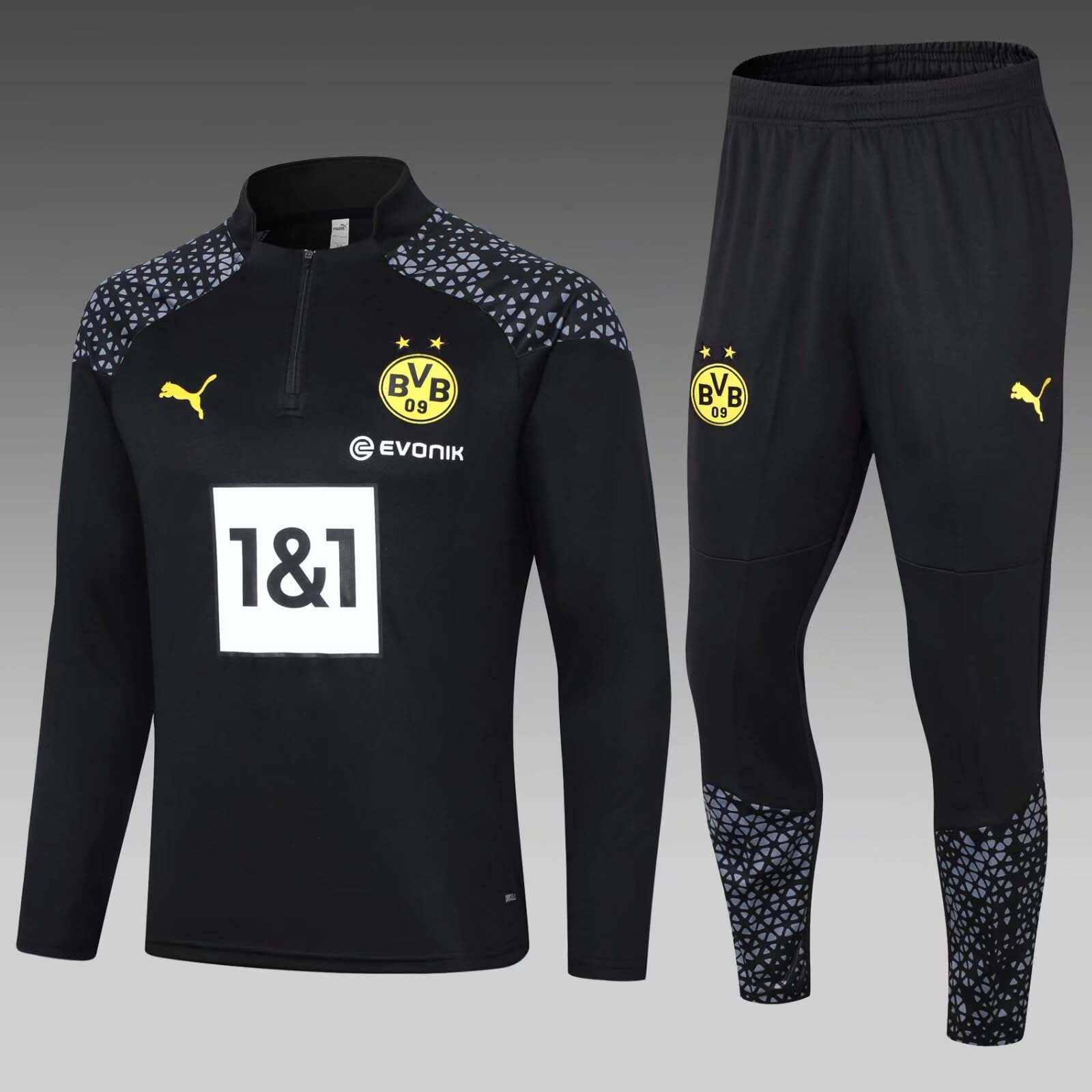 2023/2024 Dortmund Half-Pull Training Suit Black Football Shirt AAA fan-grade Set